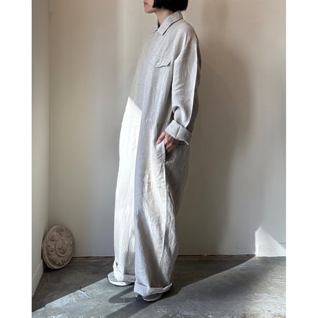 TS244PT013 フレンチリネン　長袖比翼オールインワン【Size ３】