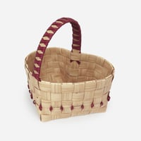【PPバンド レシピ】ウッドスタイルのドット模様のハートかご
