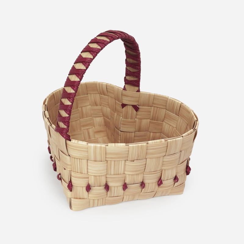 PPバンド レシピ】ウッドスタイルのドット模様のハートかご | M's Factory