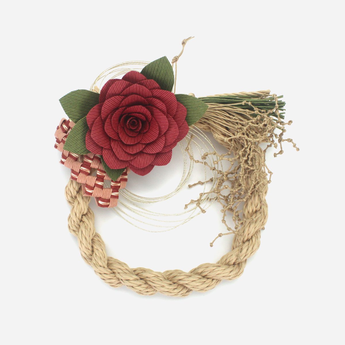 ROSEさま専用オーダーページ 椿の和風リース カラーのしめ縄