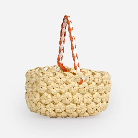 【クラフトバンド レシピ】花結びの持ち手付きかご