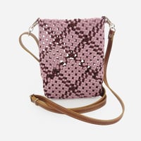 【クラフトバンド レシピ】四つだたみ編みと花結びのミニポシェット