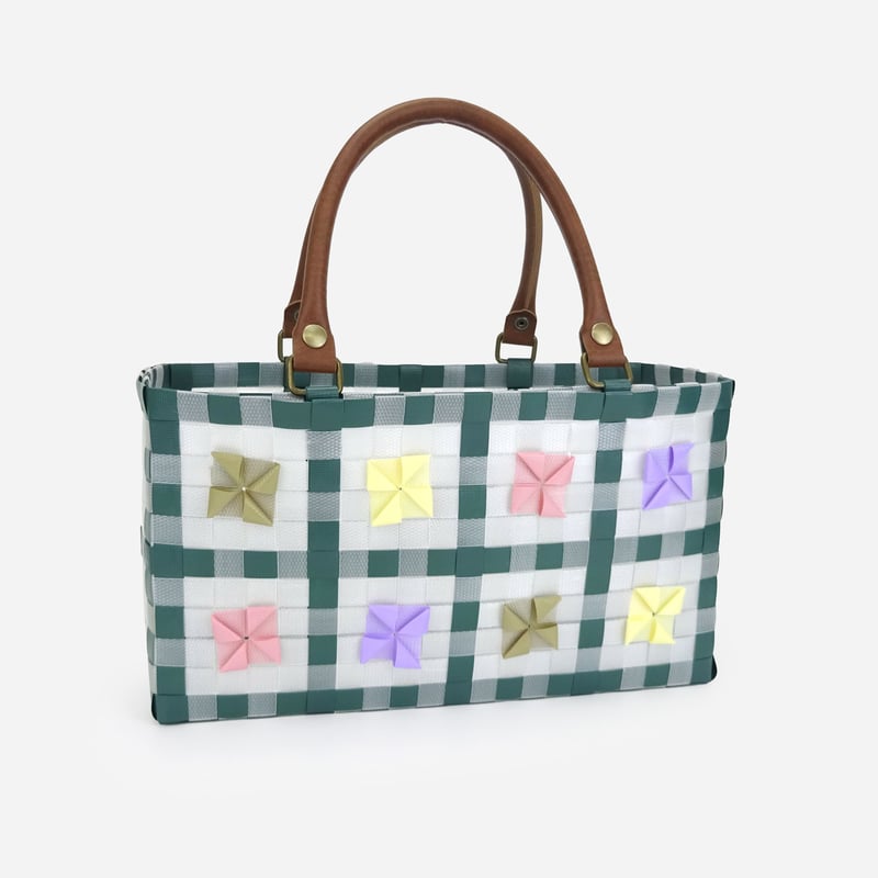 PPバンド レシピ】PPバンドの風車模様のバッグ | M