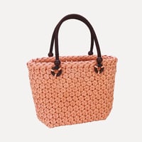 【クラフトバンド レシピ】ウッドリング持ち手の花結びのバッグ
