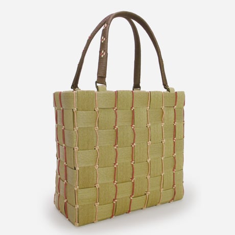 【クラフトバンド レシピ】ダブルとスリムループの縦ラインバッグ