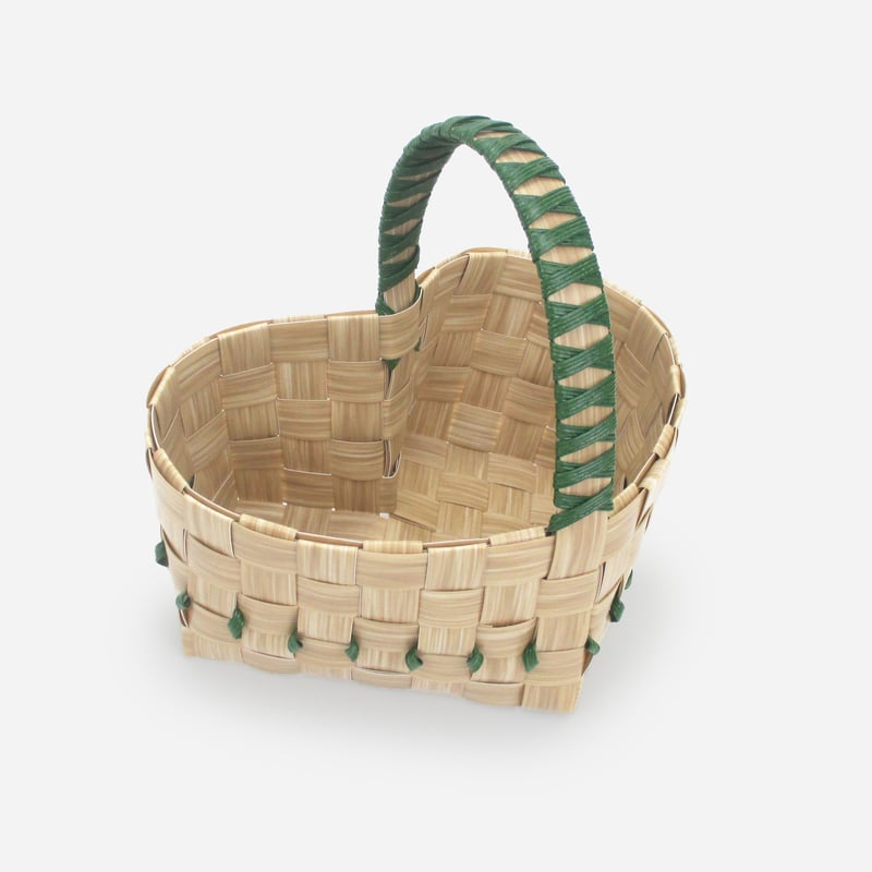 PPバンド レシピ】ウッドスタイルのドット模様のハートかご | M's Factory