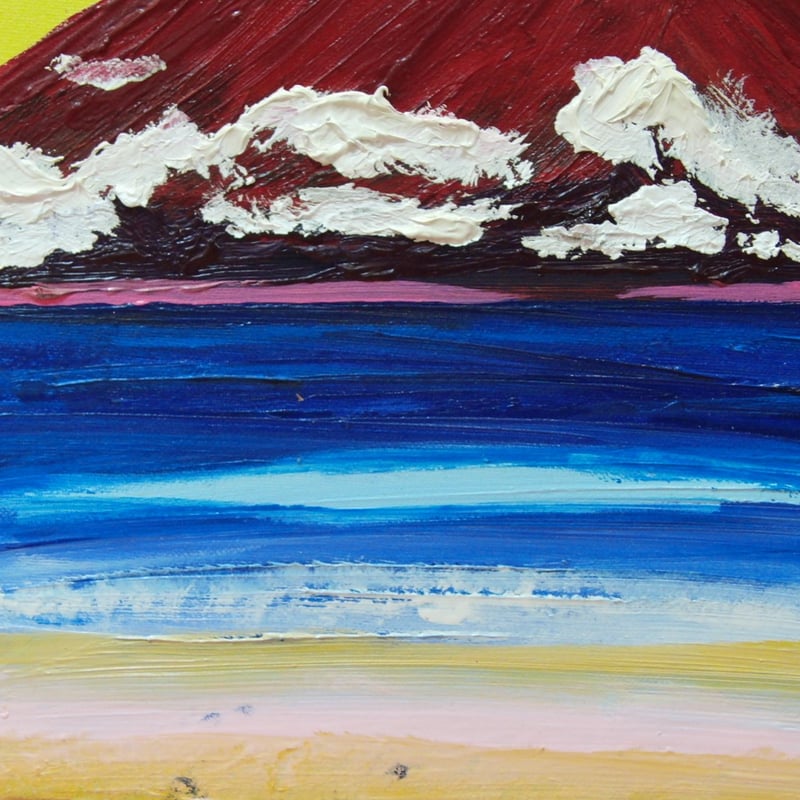≪国美協≫TOMOYUKI・友之、『太陽と赤富士』、油彩画、F6号：40,9×31