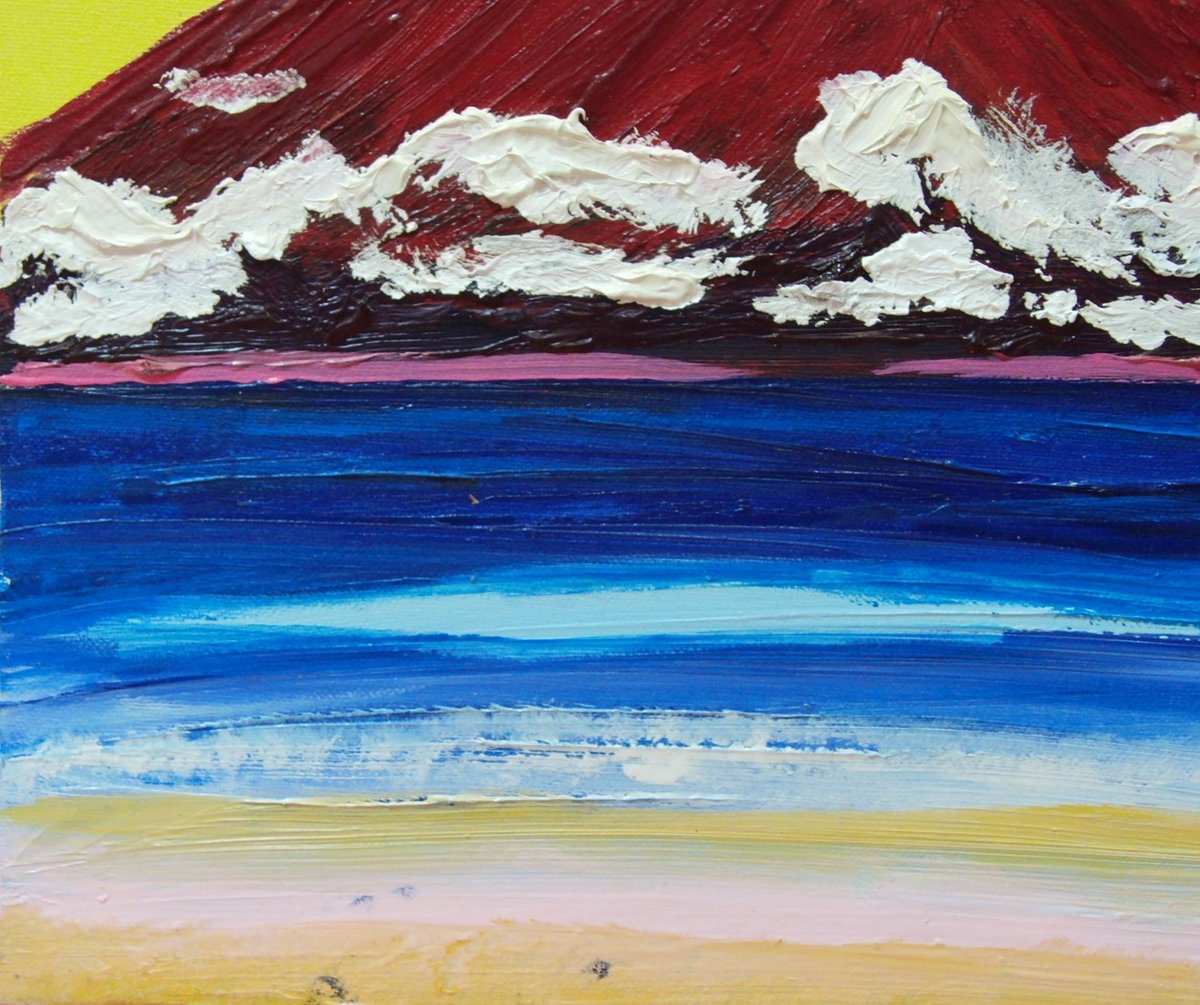 ≪国美協≫TOMOYUKI・友之、『太陽と赤富士』、油彩画、F6号：40,9×31