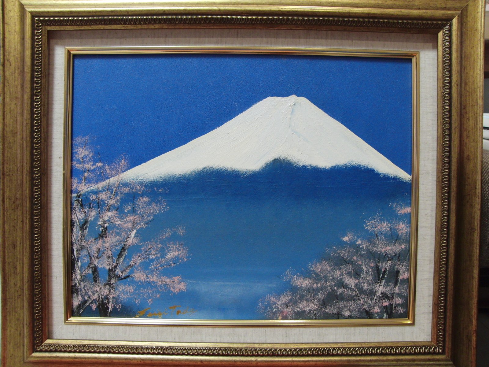 【心揺さぶる本物の油絵】岡田旭峰　「調べ」SM（小さな油絵・葉書2枚の大きさ） original