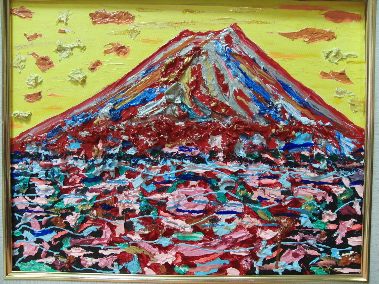 TOMOYUKI・友之、「彩の富士」、証明書付、額付、絵画 油絵 油彩画 ≪国美協≫TOMOYUKI・友之、『富士山 彩り』、油彩画、F6号：40,9×31