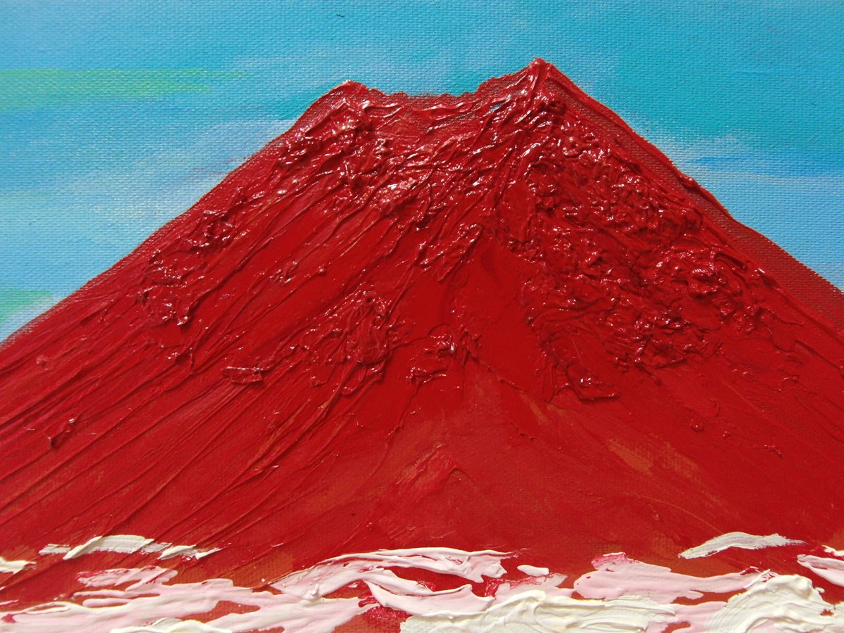 ≪国美協≫TOMOYUKI・友之、『赤富士』、油彩画、F6号：40,9×31,8cm