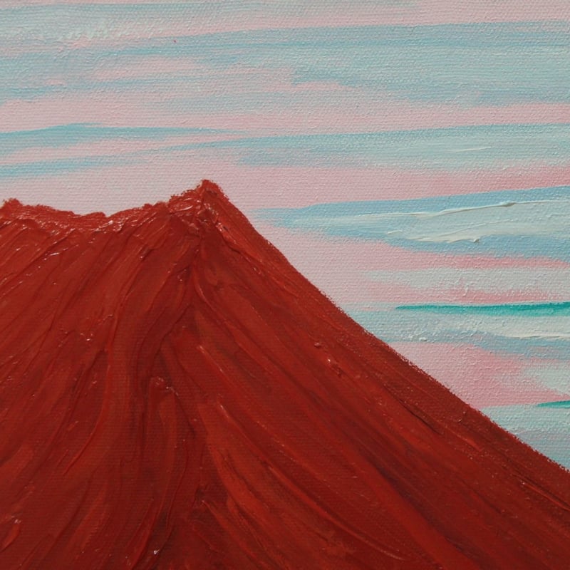≪国美協≫TOMOYUKI・友之、『月と赤富士』、油彩画、F6号：40,9
