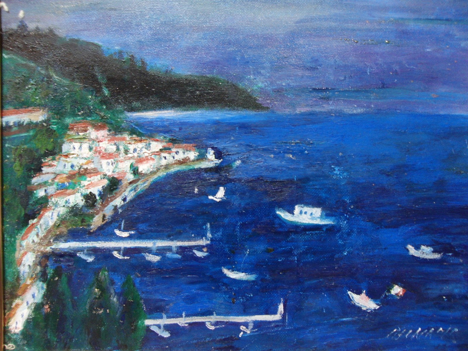 ≪国美協≫南 美穂子、『南イタリア 崖の町、アマルフィ』、油彩画、F6