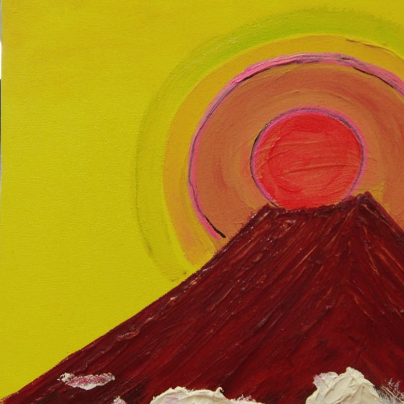 ≪国美協≫TOMOYUKI・友之、『太陽と赤富士』、油彩画、F6号：40,9×31