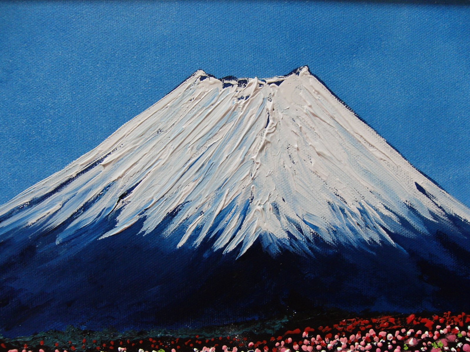 画家 haru 薔薇 と 富士山 真作 原画 一点物 油彩画 F6号 。 original