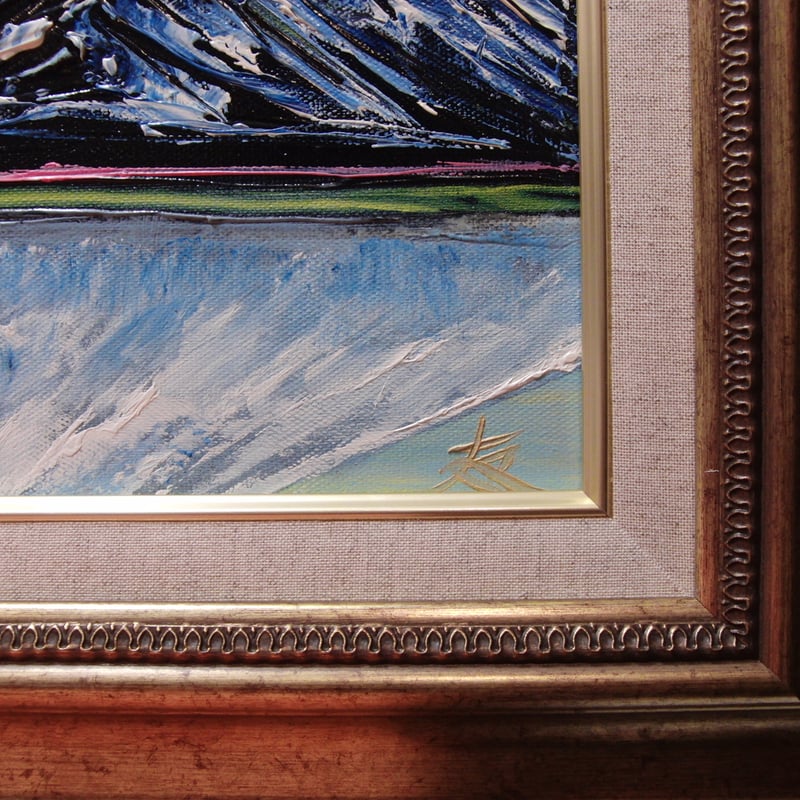 ≪国美協≫TOMOYUKI・友之、『富士山 青い月』、油彩画、F6号：40,9×31