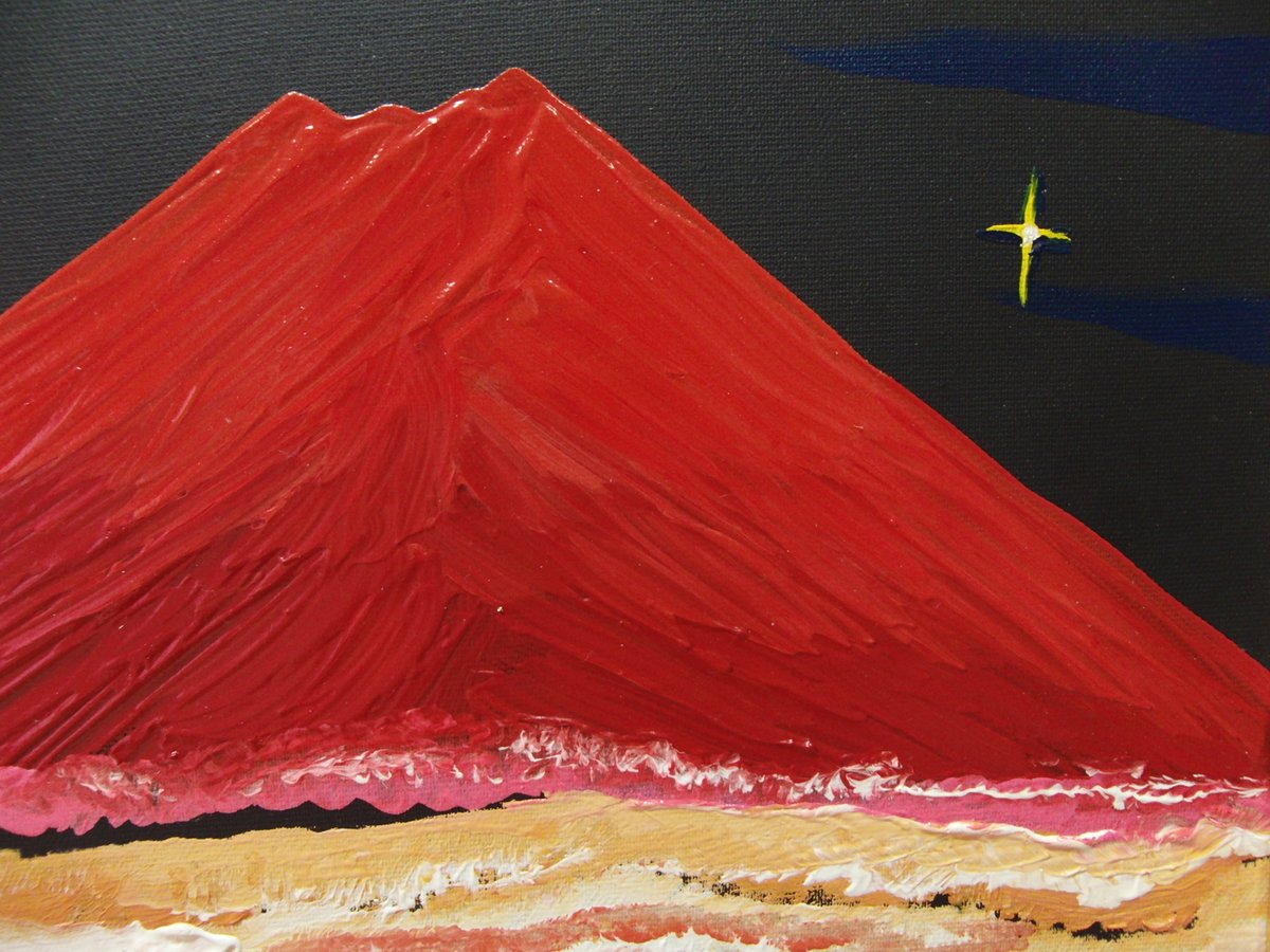 ≪国美協≫TOMOYUKI・友之、『一番星 富士山』、油彩画、F6号：40,9×31