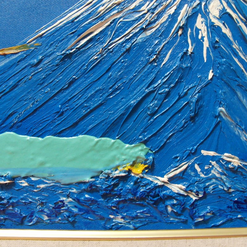 美品　富士山と湖の油彩画　日本画 富士山 ≪国美協≫TOMOYUKI・友之、『富士山 風と湖』、油彩画、F6号：40,9×31