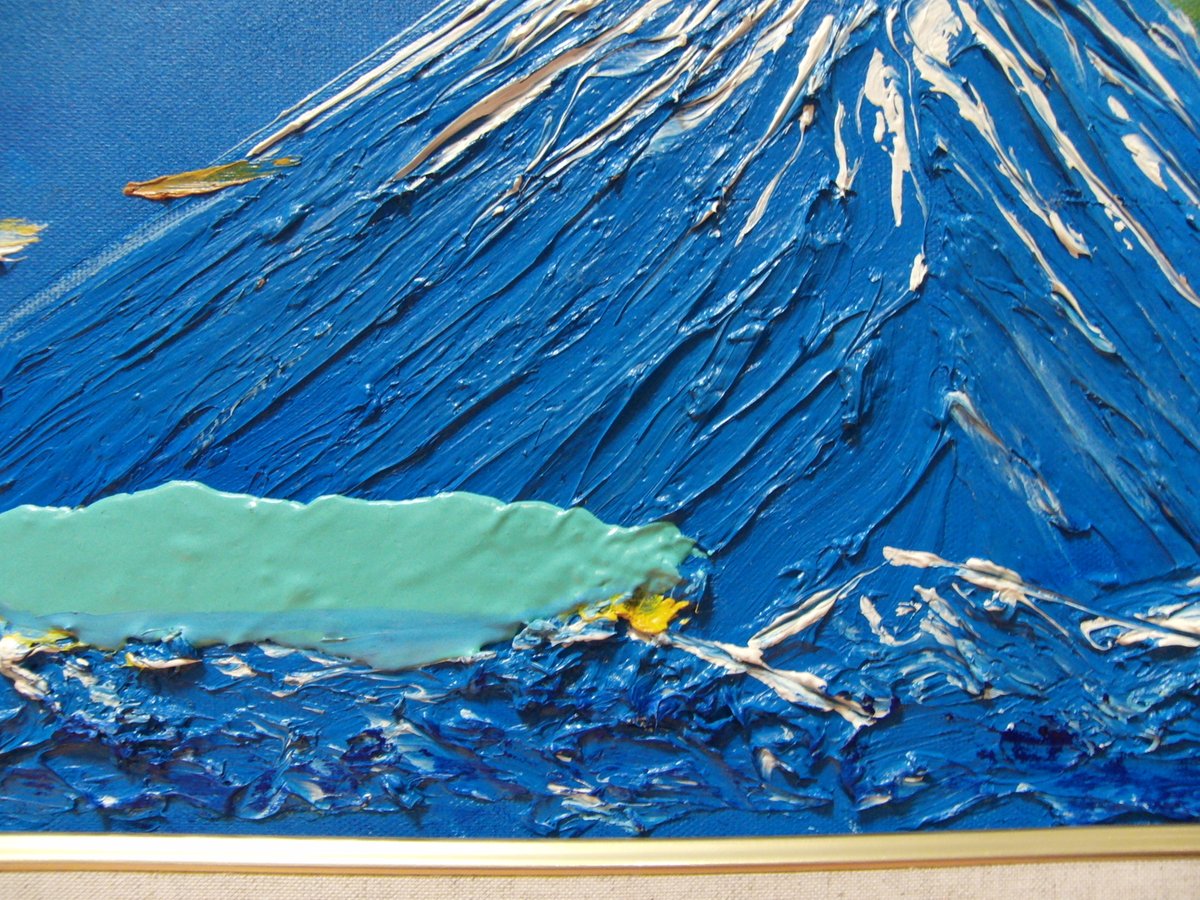 ≪国美協≫TOMOYUKI・友之、『富士山 風と湖』、油彩画、F6号：40,9×31