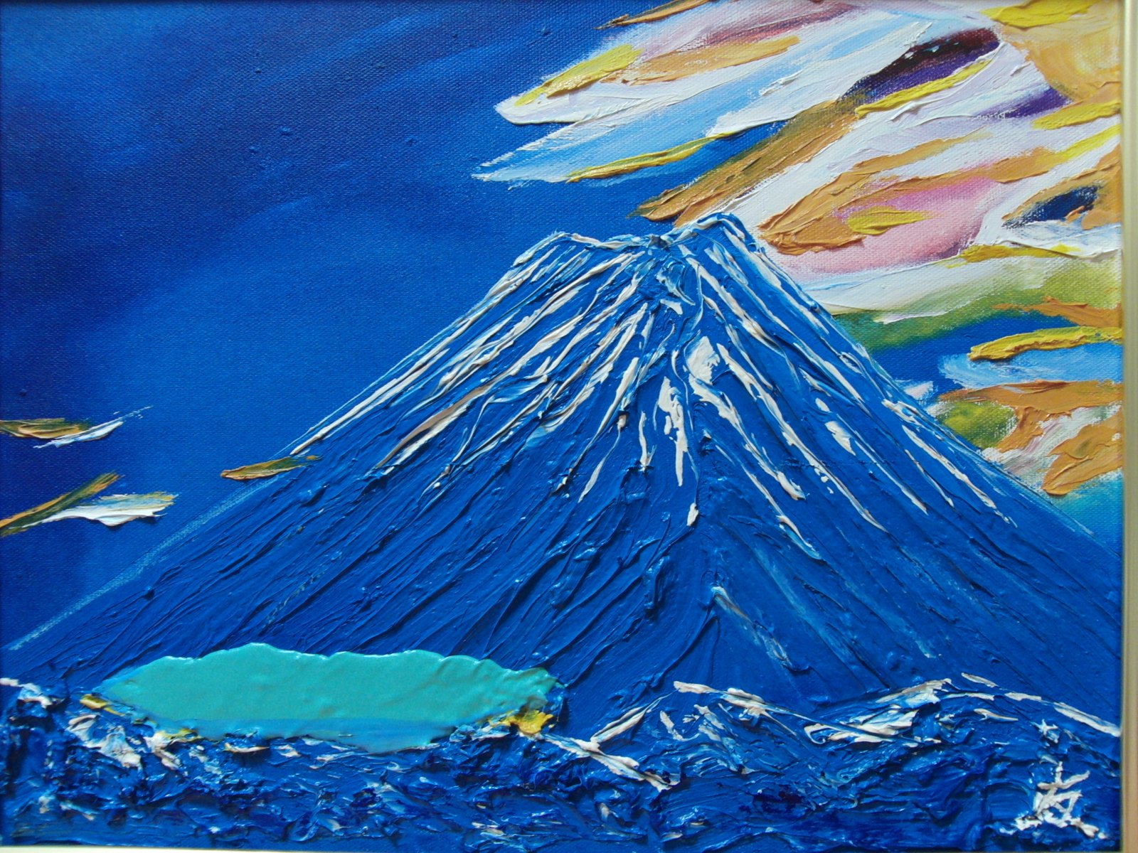 TOMOYUKI・友之、「花と女性」、証明書付、額付、絵画 油絵 油彩画 ≪国美協≫TOMOYUKI・友之、『富士山 風と湖』、油彩画、F6号：40,9×31