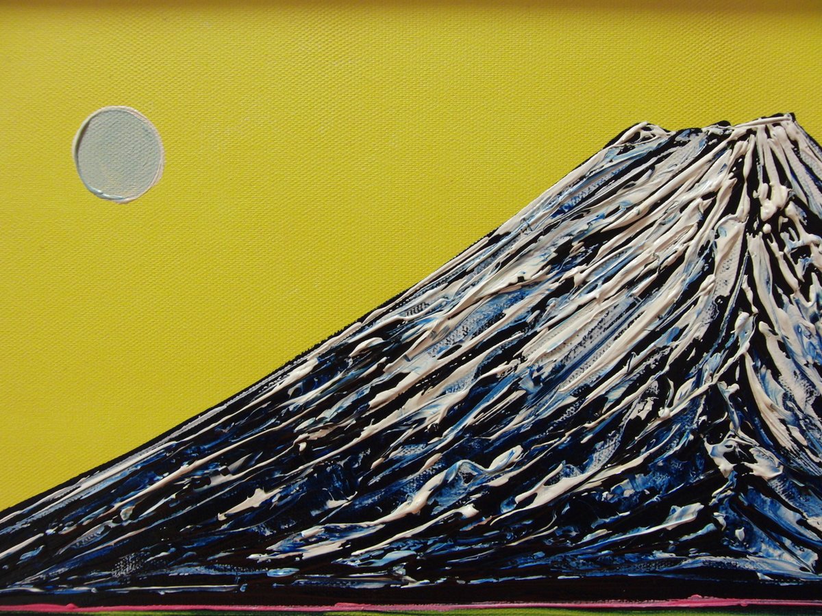 ≪国美協≫TOMOYUKI・友之、『富士山 青い月』、油彩画、F6号：40,9×31