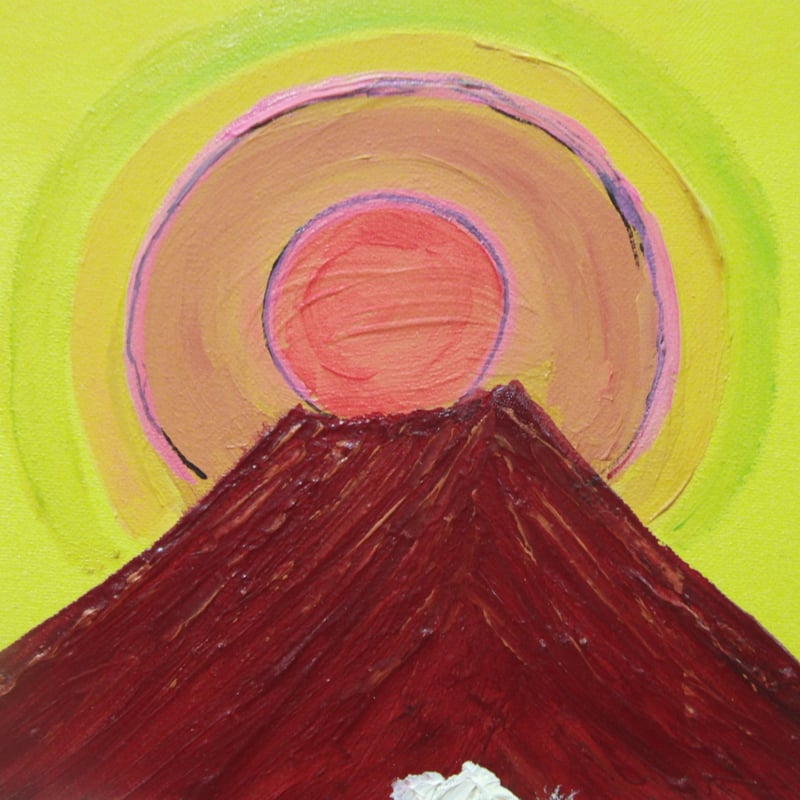 ≪国美協≫TOMOYUKI・友之、『太陽と赤富士』、油彩画、F6号：40,9×31