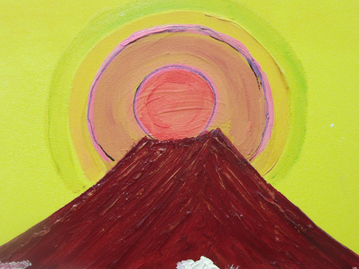 ≪国美協≫TOMOYUKI・友之、『太陽と赤富士』、油彩画、F6号：40,9×31