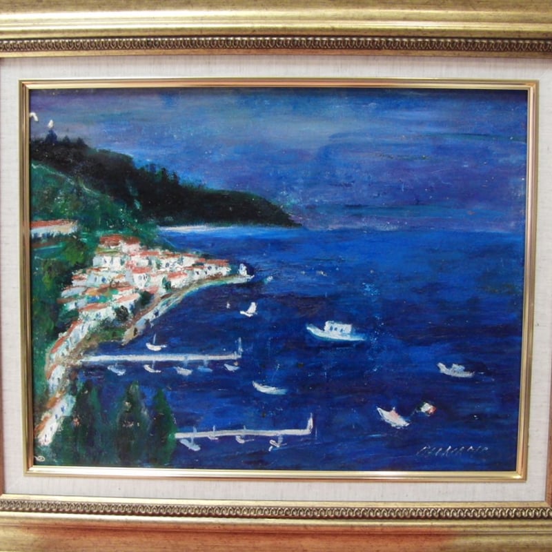 ≪国美協≫南 美穂子、『南イタリア 崖の町、アマルフィ』、油彩画、F6