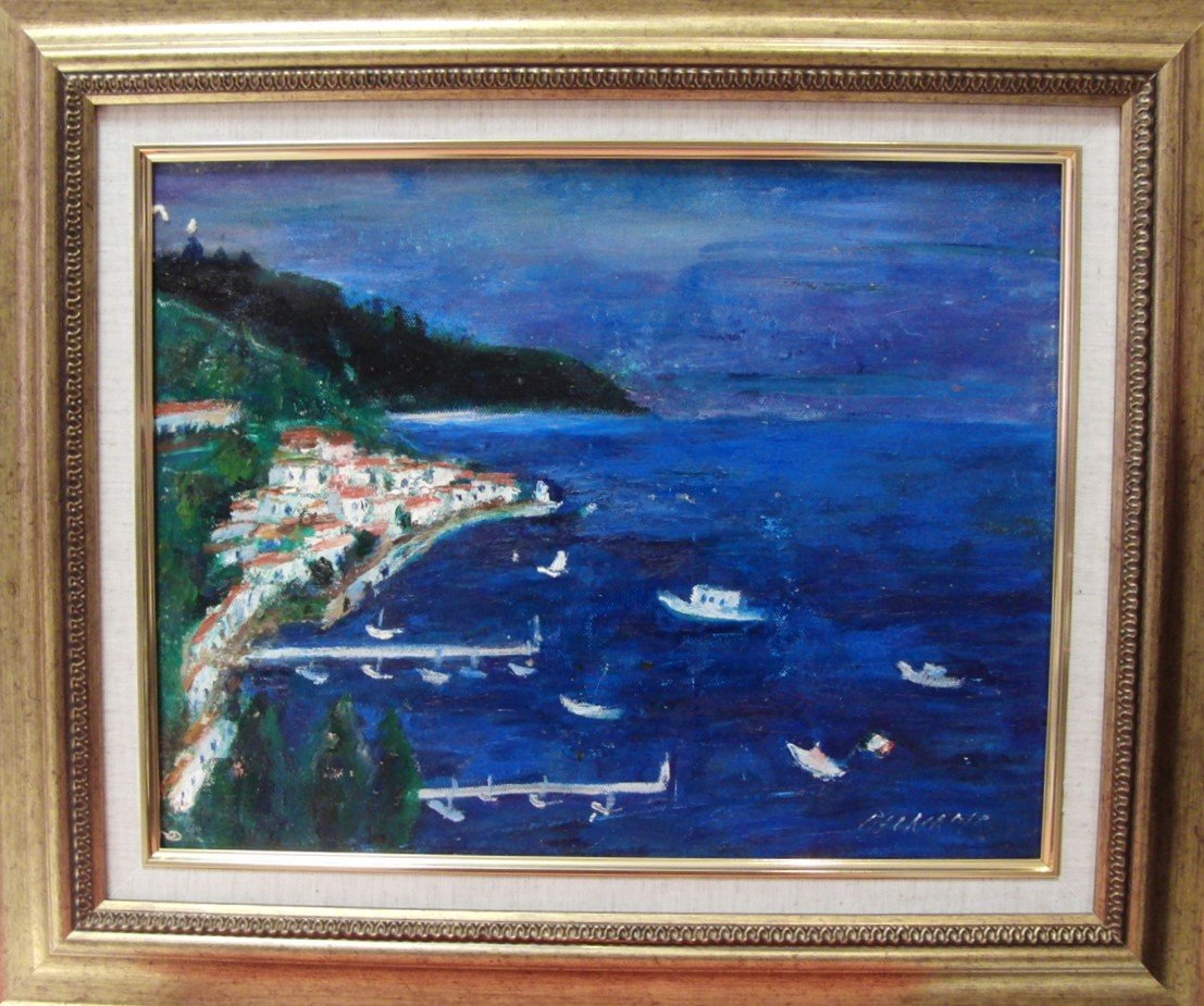 ≪国美協≫南 美穂子、『南イタリア 崖の町、アマルフィ』、油彩画、F6