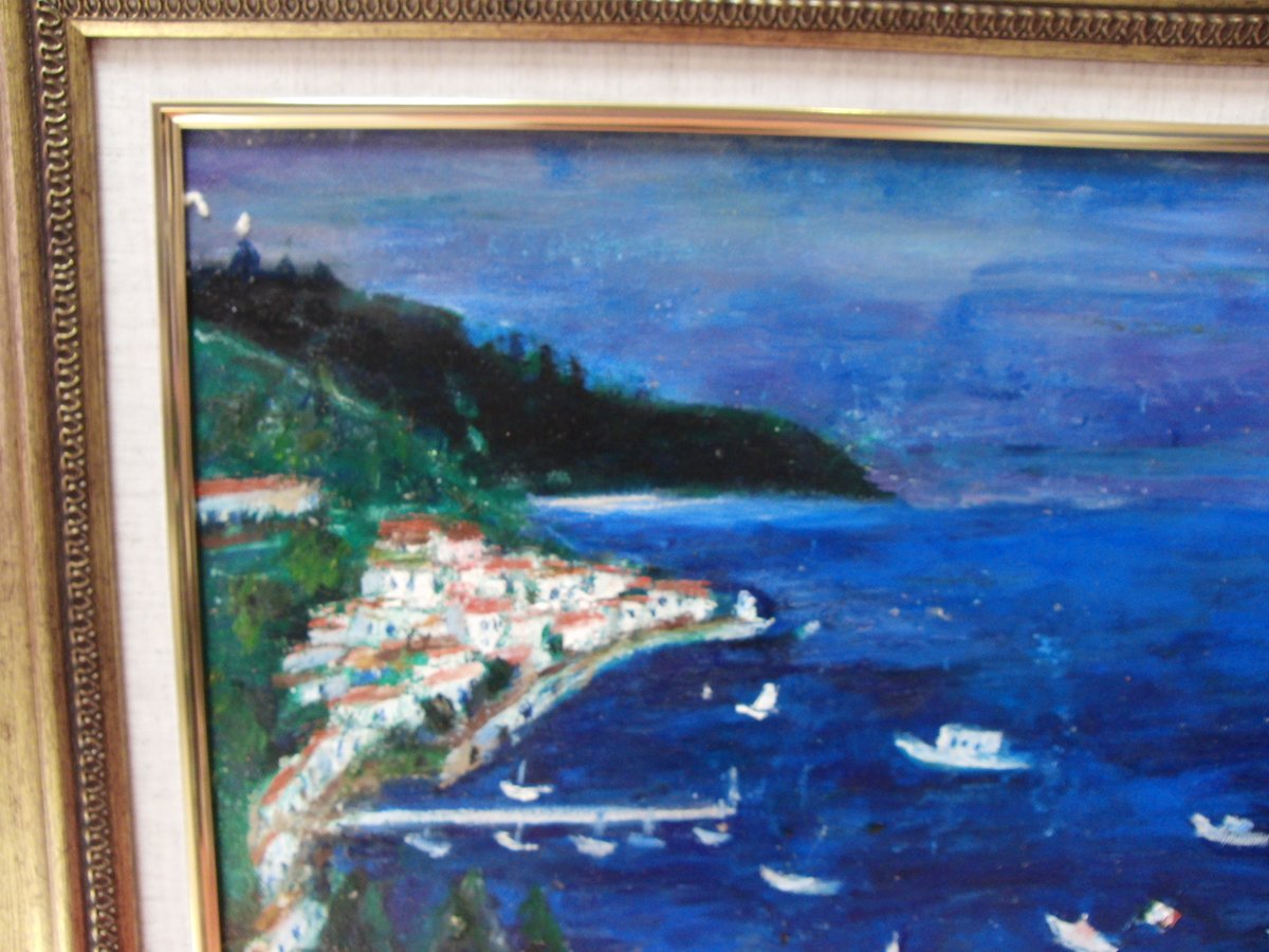 ≪国美協≫南 美穂子、『南イタリア 崖の町、アマルフィ』、油彩画、F6