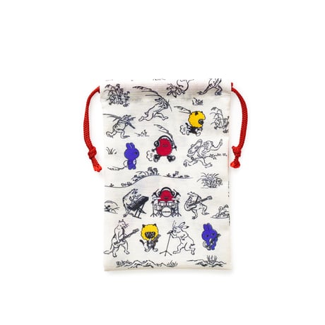 鳥獣戯画×けだまりあん　巾着