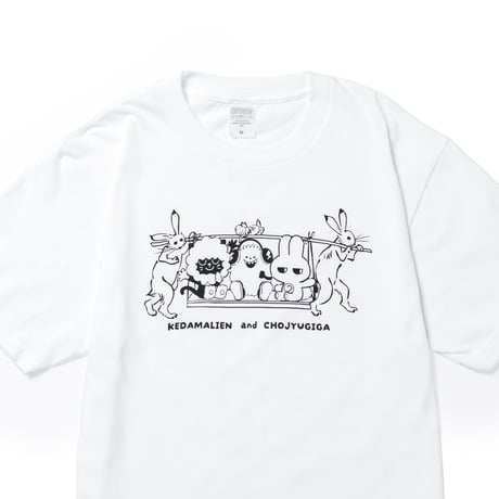 鳥獣戯画×けだまりあん　Tシャツ　ホワイト