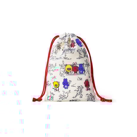 鳥獣戯画×けだまりあん　巾着