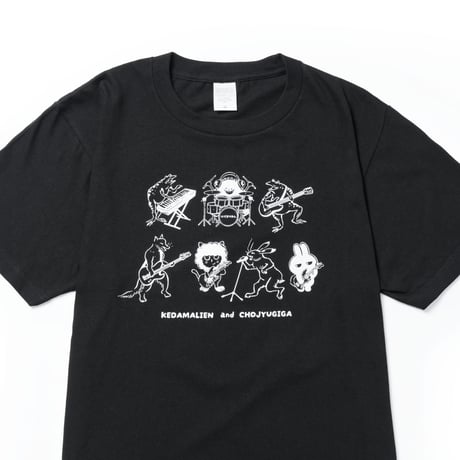 鳥獣戯画×けだまりあん　Tシャツ　ブラック