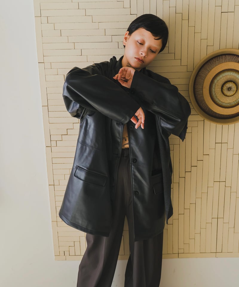 美品【lit】 Fake Leather Coveralls Jacket Fake Leather Coveralls Jacket | lit