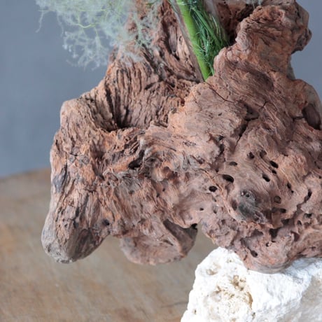 Driftwood×natunal stone Flowervase#B