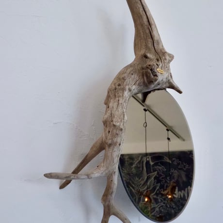 Driftwood hanging mirror