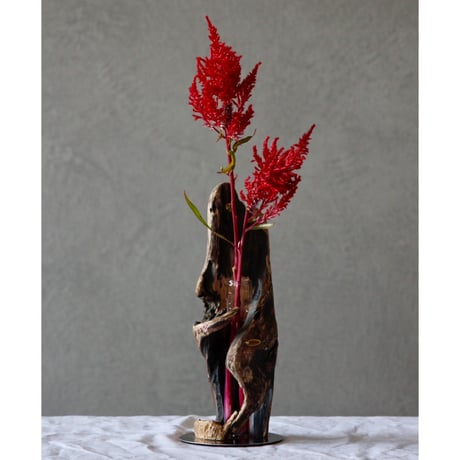 kurry flower and Vase -N- 木製オブジェ　アート kurry > flower and Vase -K- - ART SHOP『CHIENOAH』