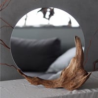 Driftwood circle mirror#A