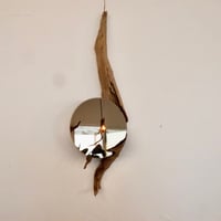 Long driftwood hanging mirror