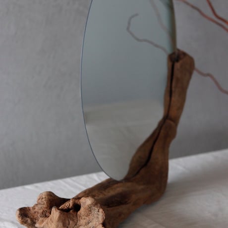 Driftwood circle mirror#B