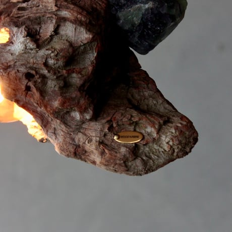 Driftwood×鉱物　Rainbow stone pendant light