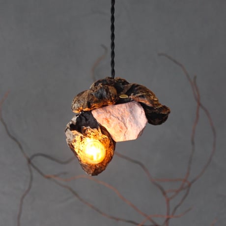 natunal pinkstone×Driftwood pendant light