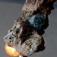 Driftwood×鉱物　Rainbow stone pendant light