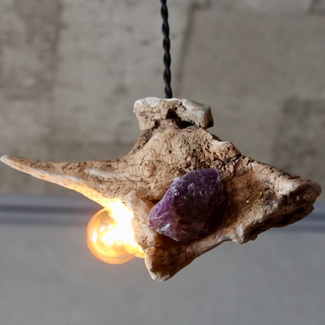 Driftwood×鉱物　amethyst pendant light