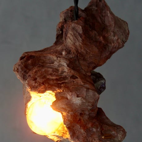 Driftwood×鉱物　Rainbow stone pendant light