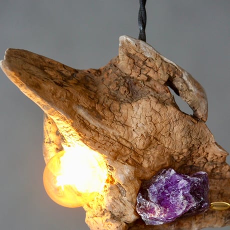 Driftwood×鉱物　amethyst pendant light