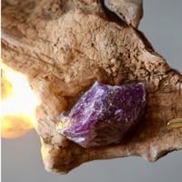 Driftwood×鉱物　amethyst pendant light