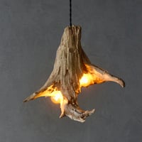 W bulb 3hornes Driftwood pendant light