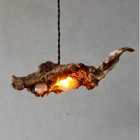 Driftwood×鉱物　Crystal pendant light